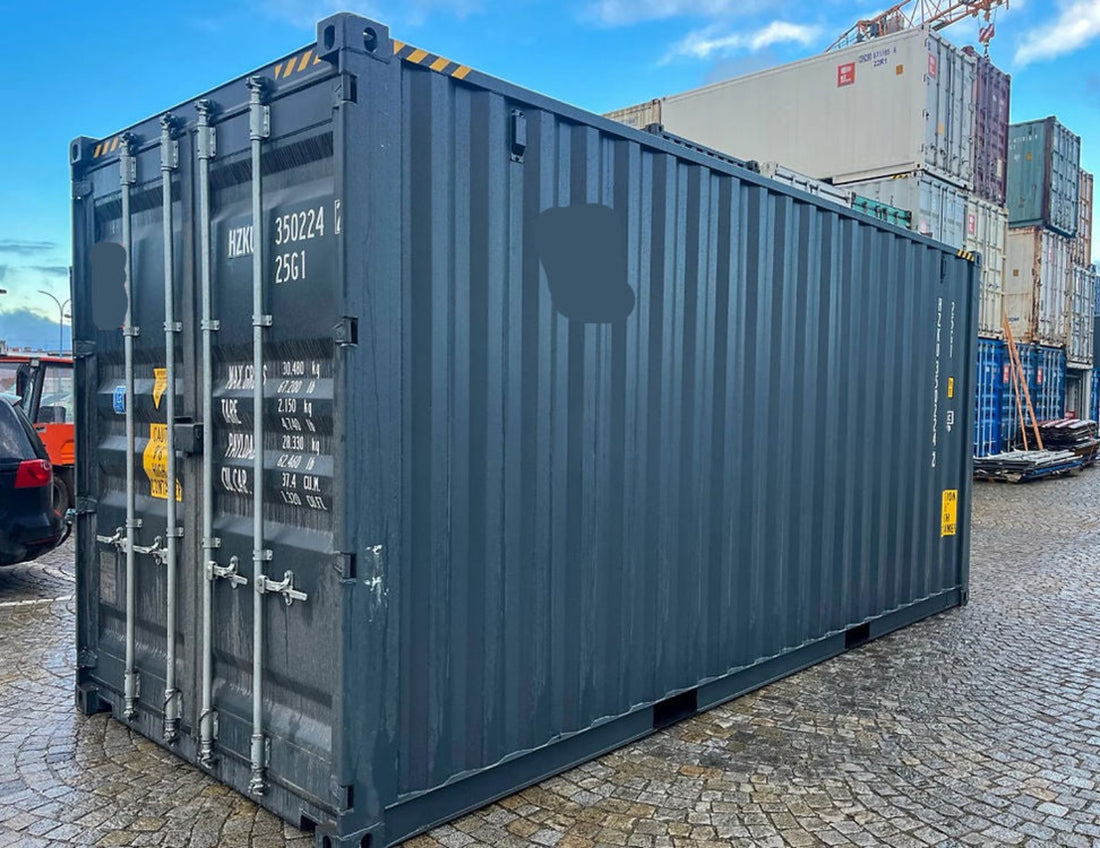 20 voet hoge kubus zeecontainer grijs