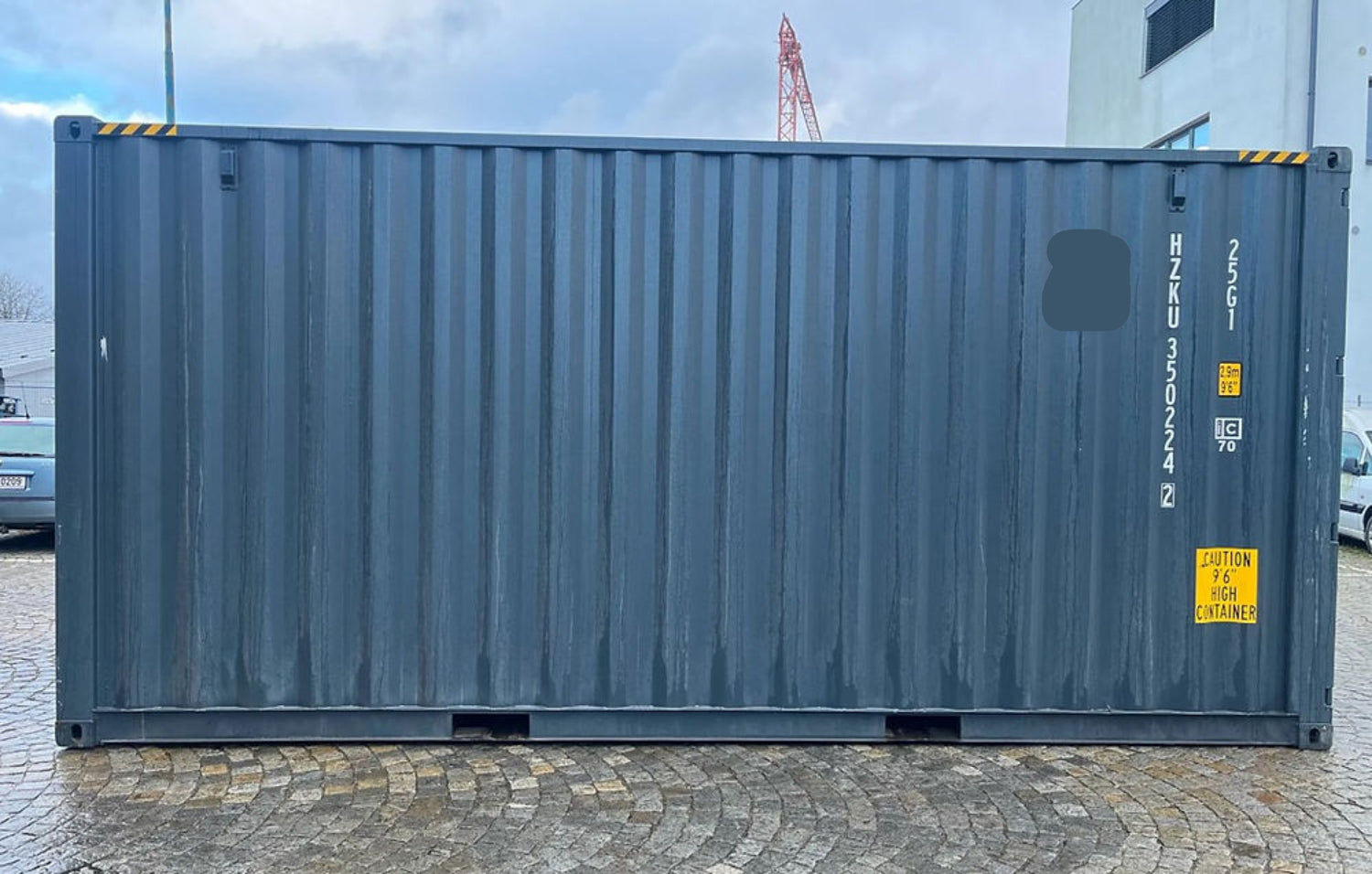 20 voet hoge kubus zeecontainer grijs
