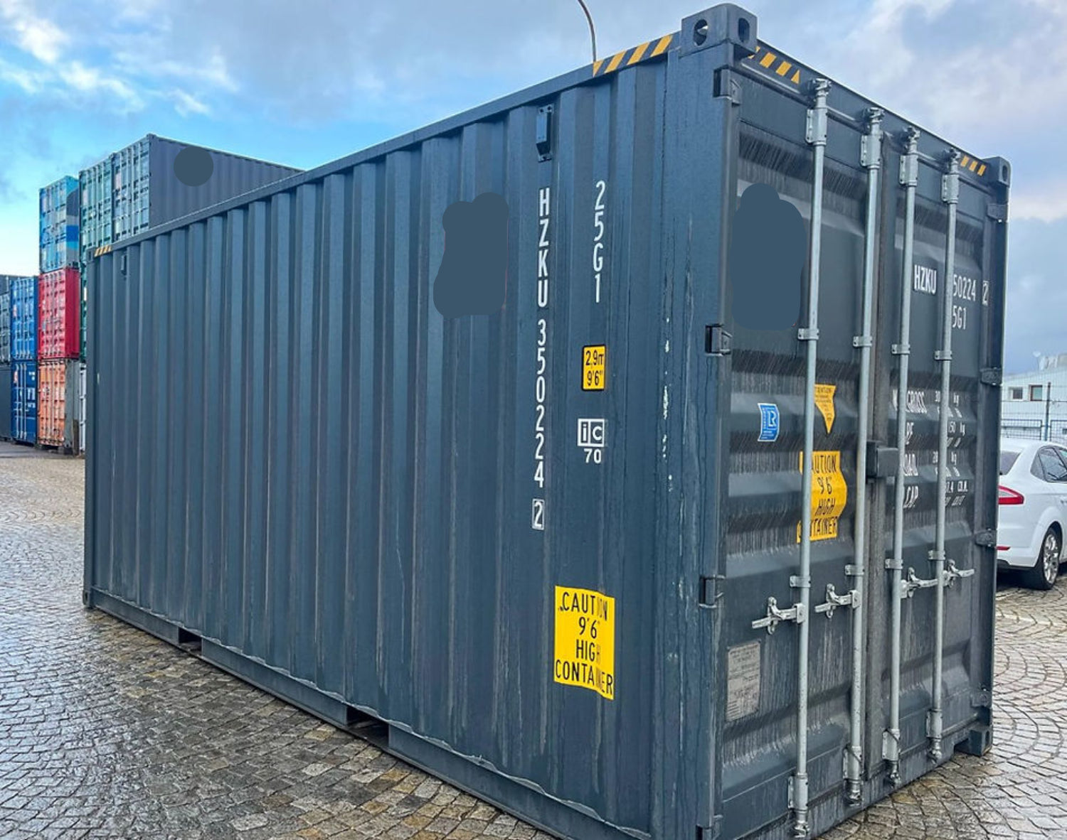 20 voet hoge kubus zeecontainer grijs