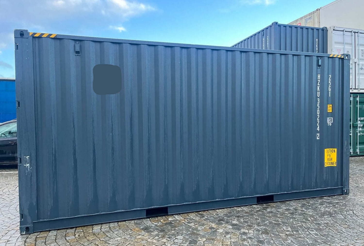 20 voet hoge kubus zeecontainer grijs