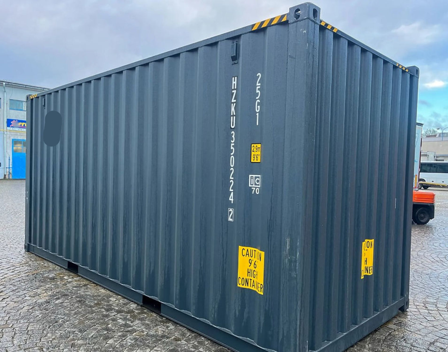 20 voet hoge kubus zeecontainer grijs